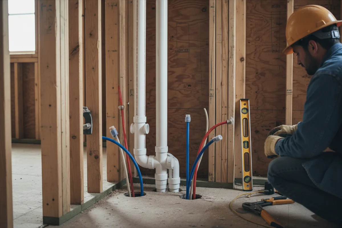 Drain and supply rough-in during Leak Detection in Golden Meadow