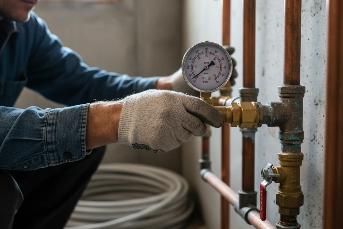 Pressure testing a repaired line during Water Line Repair in Golden Meadow